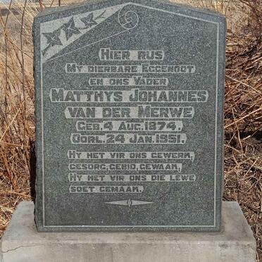 MERWE Matthys Johannes, van der 1874-1951