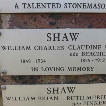 SHAW William Charles 1848-1934 &amp; Claudine Mary BEACHCROFT 1855-1912
