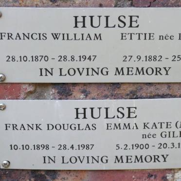 HULSE Francis William 1870-1947 &amp; Ettie PRICE 1882-1952 :: HULSE Frank Douglas 1898-1987 &amp; Emma Kate GILBERT 1900-1993