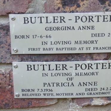 PORTER Georgina Anna, Butler 1966-1987 :: PORTER Patricia Anna, Butler 1936-2004