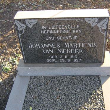 NIEKERK Johannes Martienis, van 1916-1927