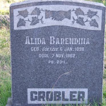 GROBLER Alida Barendina nee COETZEE 1898-1962