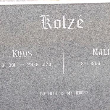 KOTZE Koos 1901-1978 &amp; Malie 1906-