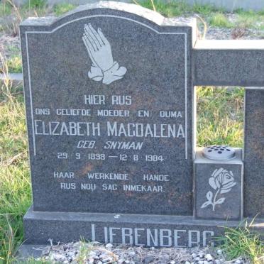 LIEBENBERG Elizabeth Magdalena nee SNYMAN 1898-1984