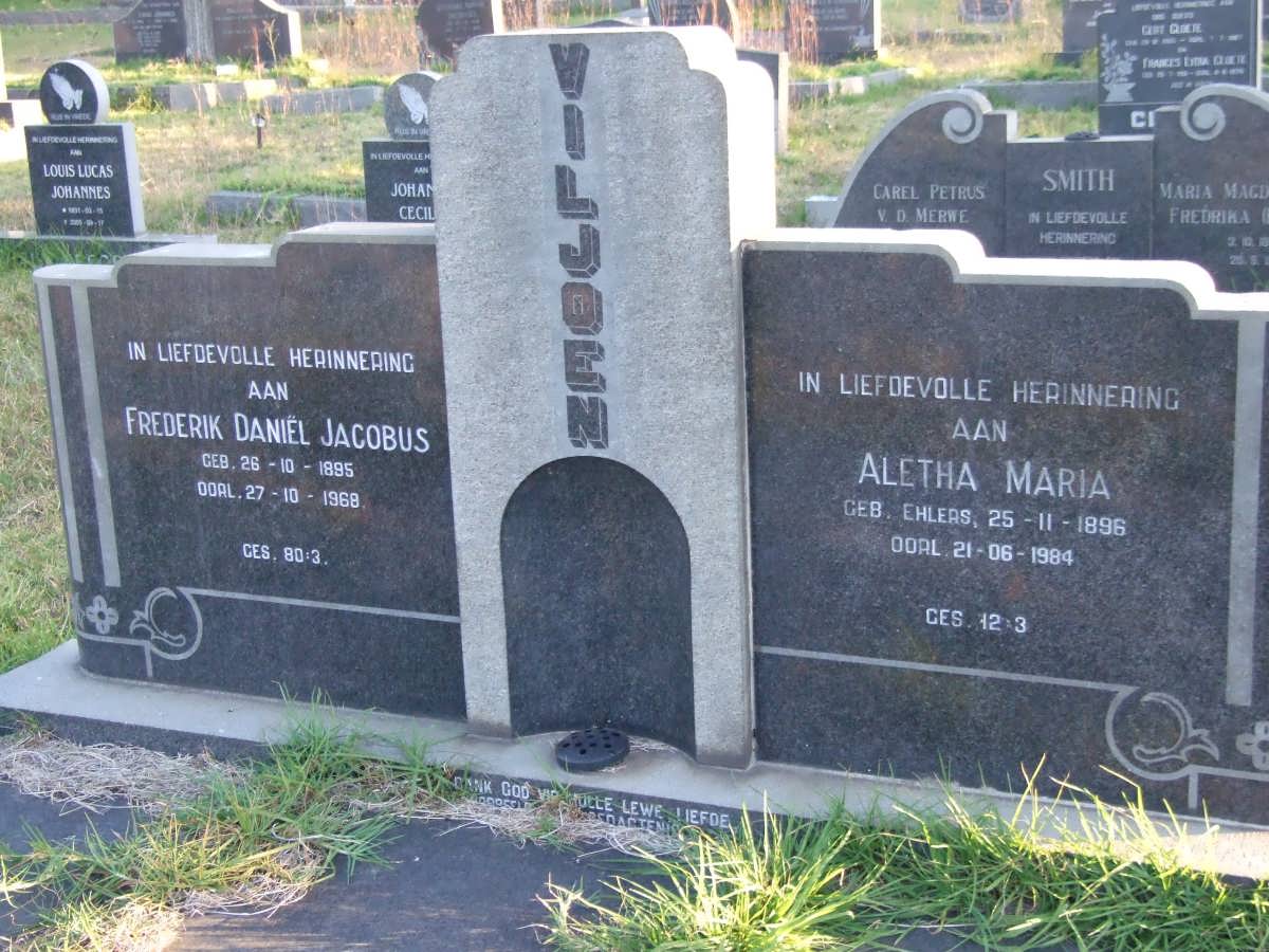 VILJOEN Frederik Daniel Jacobus 1895-1968 &amp; Aletha Maria EHLERS 1896-1984