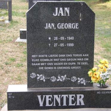VENTER Jan George 1940-1999