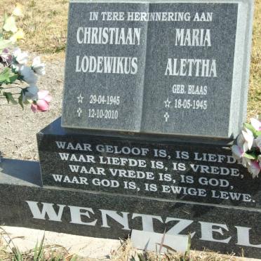 WENTZEL Christiaan Lodewikus 1945-2010 &amp; Maria Alettha BLAAS 1945-
