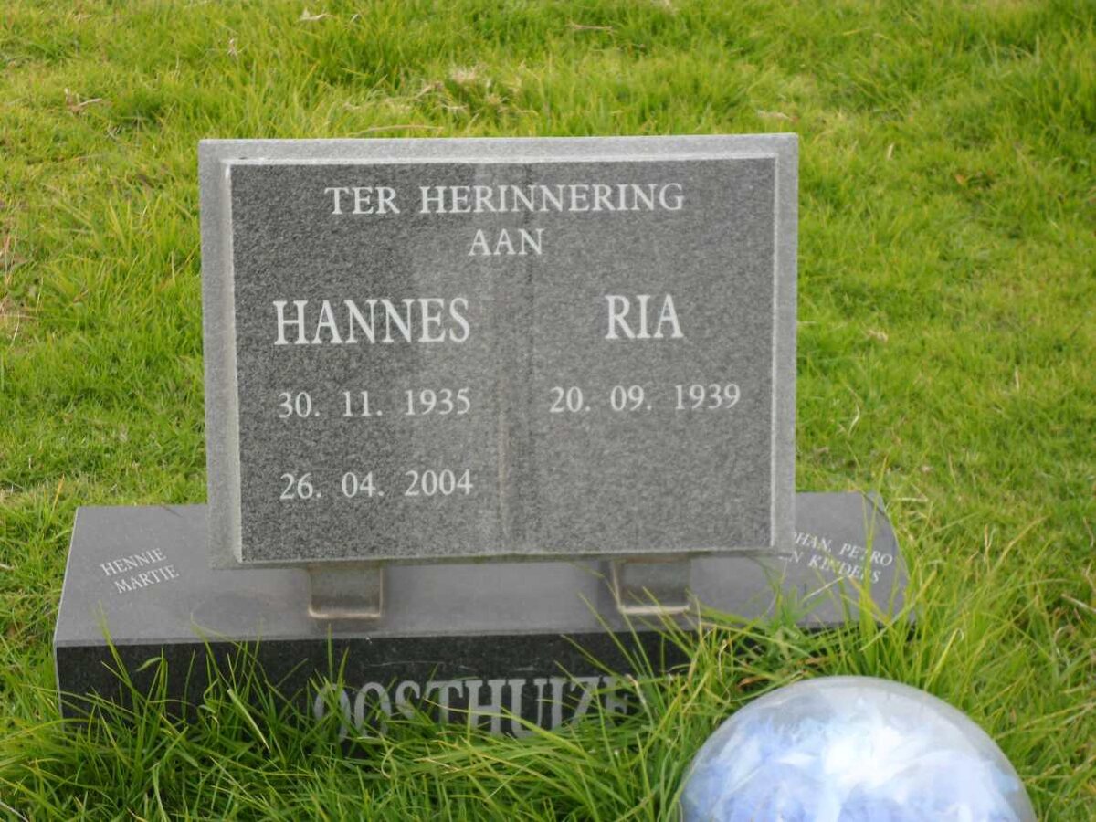 OOSTHUIZEN Hannes 1935-2004 &amp; Ria 1939-