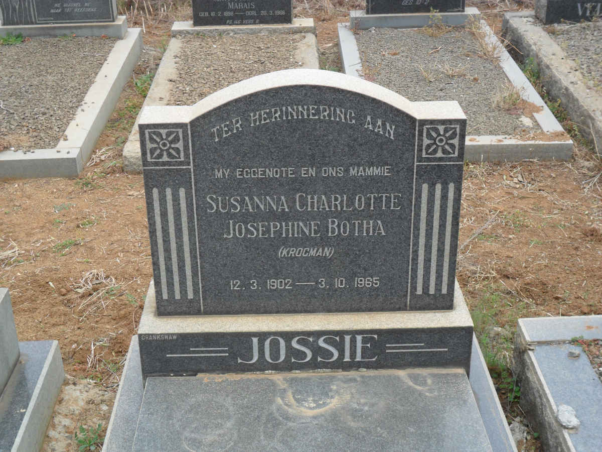 BOTHA Susanna Charlotte Josephine nee KROGMAN 1902-1965