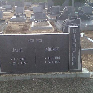 BIDDULPH Japie 1899-1977 &amp; Miemie 1909-1994