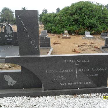 ECK Gideon Jacobus, van 1920-1982 &amp; Aletta Johanna E. 1926-