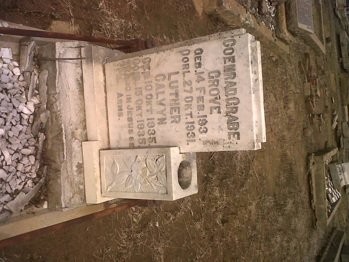 GROVÉ Coenrad Grabe 1931-1931 :: CALVYN Luther 1935-1935