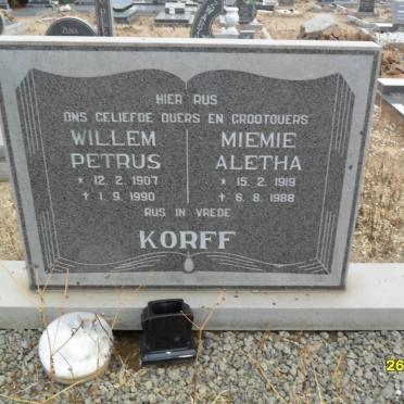 KORFF Willem Petrus 1907-1990 &amp; Miemie Aletha 1919-1988