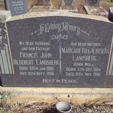 LANDSBERG Francis John Hildebert 1880-1956 &amp; Margaretha Alberta MOLL 1884-1958