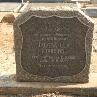 LOURENS Jacoba G.A. nee PIETERSE 1926-1959