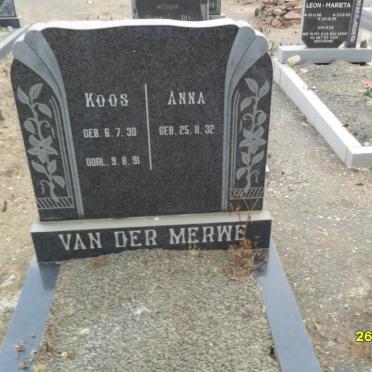 MERWE Koos, van der 1930-1991 &amp; Anna 1932-