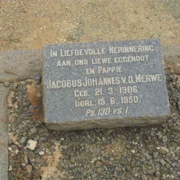 MERWE Jacobus Johannes, v.d. 1906-1950