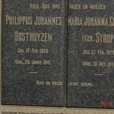 OOSTHUYZEN Philippus Johannes 1868-1941 &amp; Maria Johanna Cornelia STOOP 1878-1941