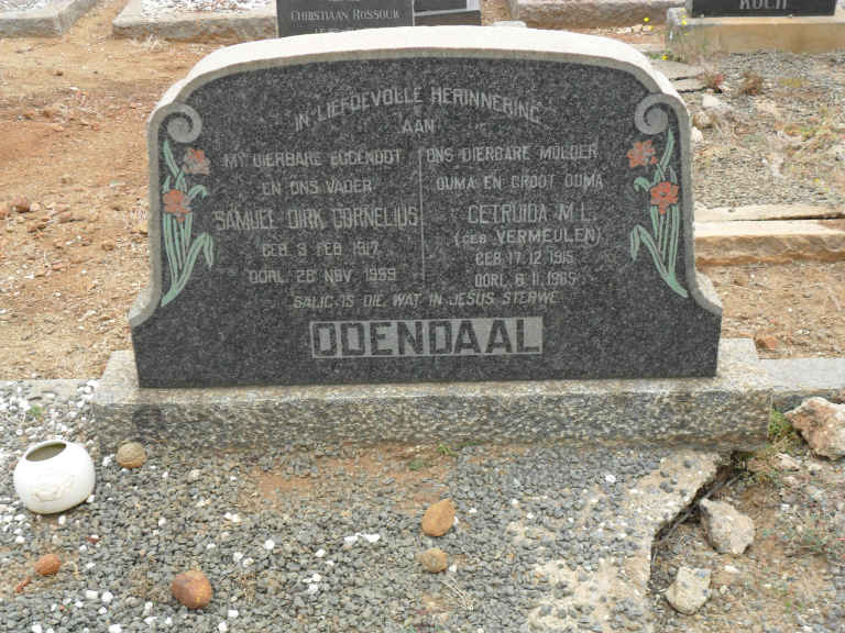 ODENDAAL Samuel Dirk Cornelius 1917-1959 &amp; Gertruida M.L. VERMEULEN 1915-1965