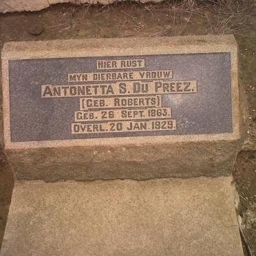 PREEZ Antonetta S., du nee ROBERTS 1863-1929