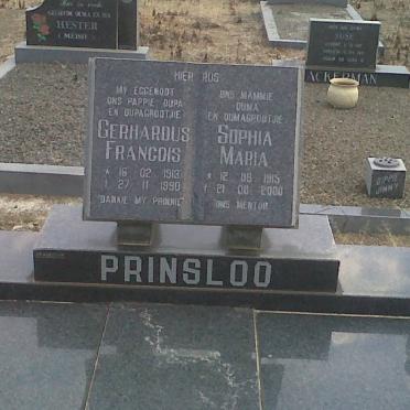 PRINSLOO Gerhardus Francois 1913-1990 &amp; Sophia Maria 1915-2000