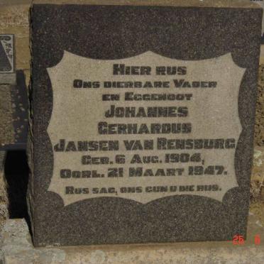 RENSBURG Johannes Gerhardus, Jansen van 1904-1947