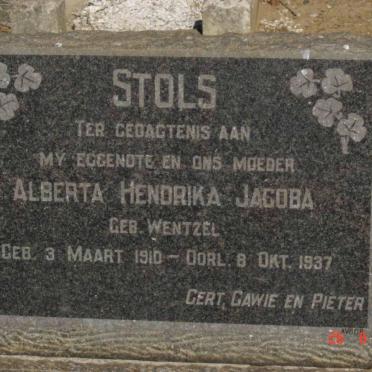 STOLS Alberta Hendrika Jacoba nee WENTZEL 1910-1937