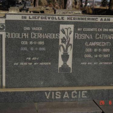VISAGIE Rudolph Gerhardus 1915-1996 &amp; Rosina Catharina LAMPRECHT 1920-1967