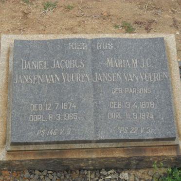 VUUREN Daniel Jacobus, Jansen van 1874-1965 &amp; Maria M.J.C. PARSONS 1878-1975