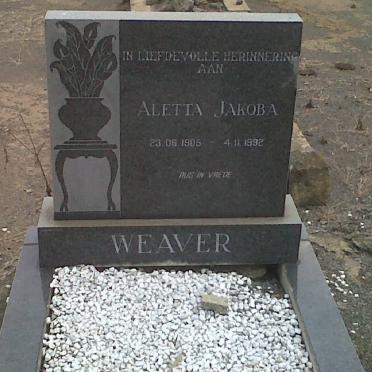 WEAVER Aletta Jakoba 1905-1992