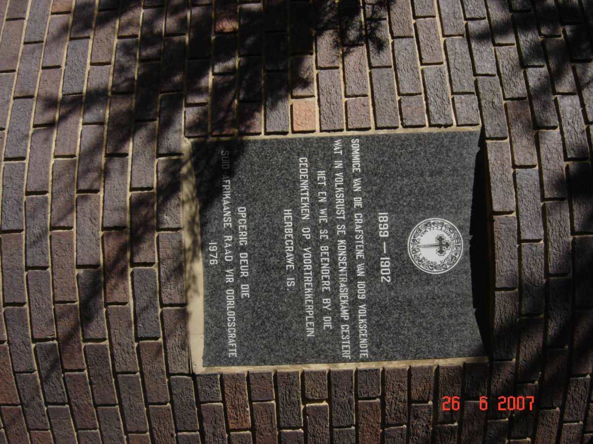 3. In memory of the people who died in Volksrust concentration camp 1899-1902