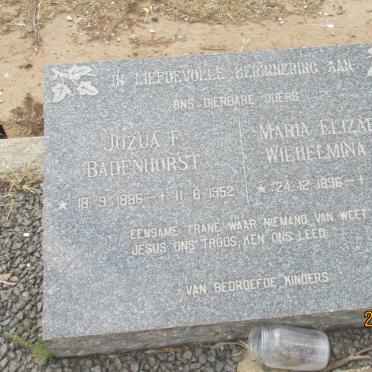 BADENHORST Jozua F. 1886-1952 & Maria Elizabeth Wilhelmina BRITS 1896-1974