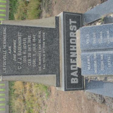 BADENHORST C.J.J. nee KLUEVER 1885-1942