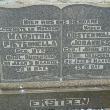 EKSTEEN Oostenwald Johannes 1863- & Magritha Pieternella UYS
