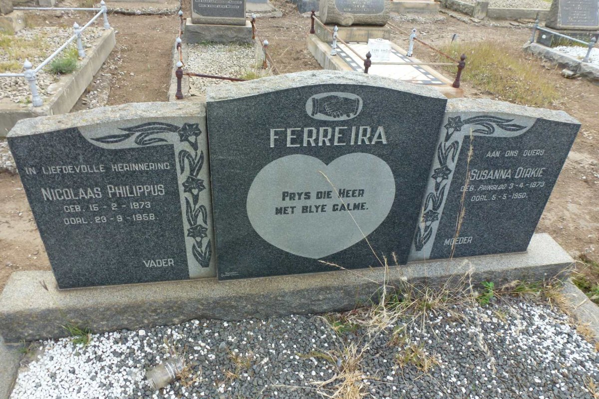 FERREIRA Nicolaas Philippus 1873-1958 &amp; Susanna Dirkie PRINSLOO 1873-1950