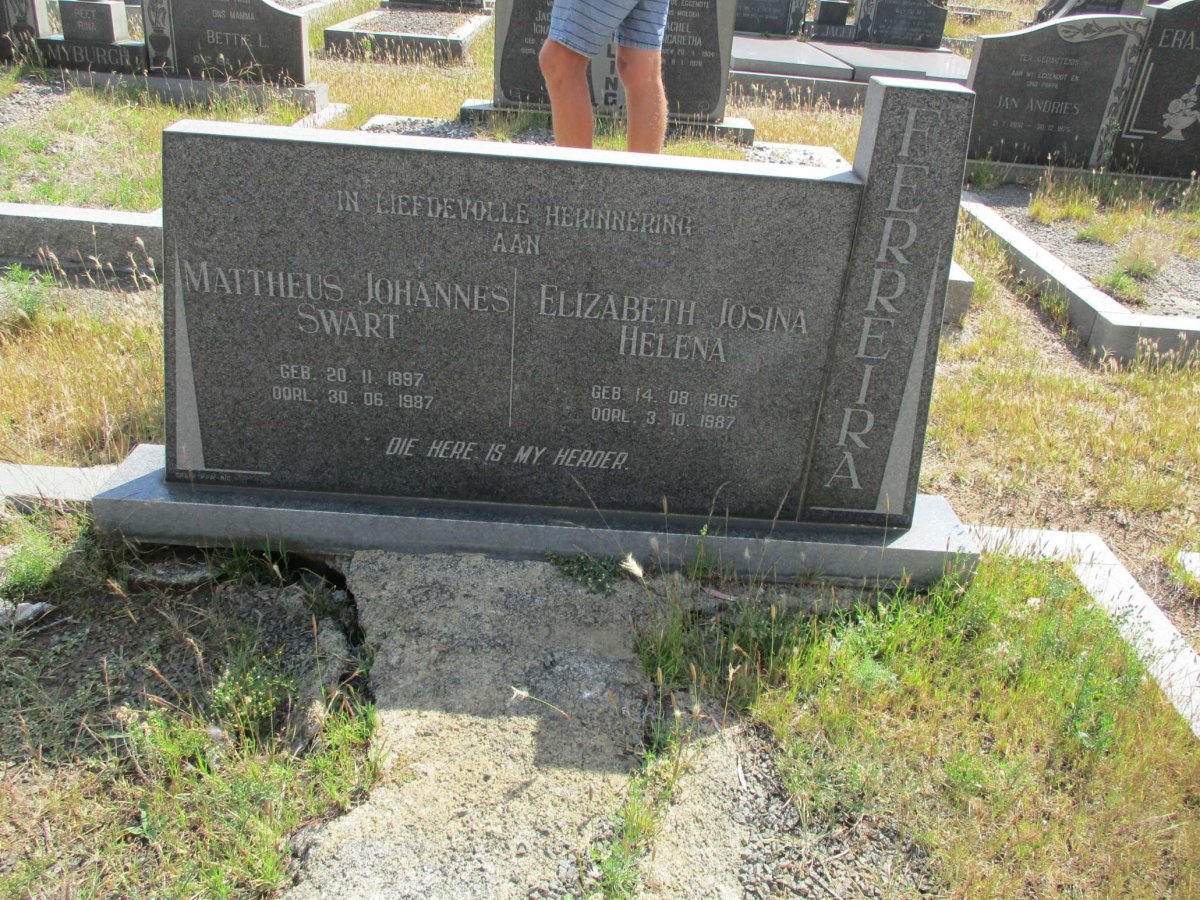 FERREIRA Mattheus Johannes Swart 1897-1987 &amp; Elizabeth Josina Helena 1905-1987