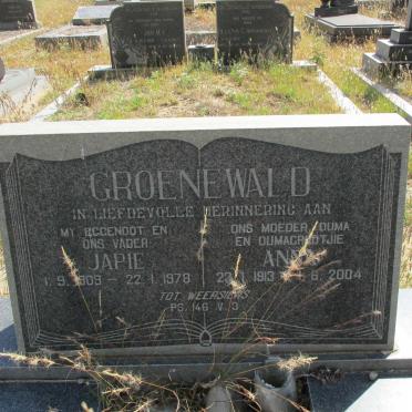 GROENEWALD Japie 1909-1978 & Anna 1913-2004