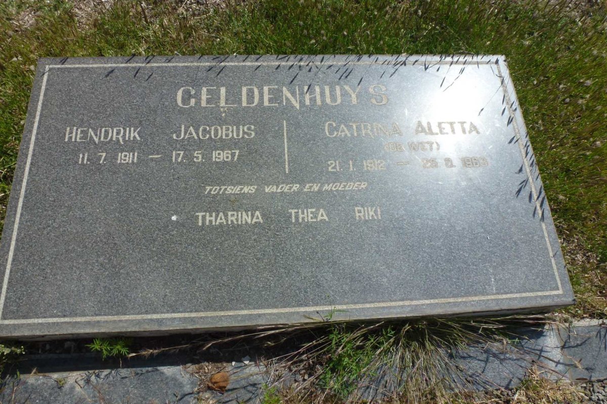 GELDENHUYS Hendrik Jacobus 1911-1967 & Catrina Aletta DE WET 1912-1963