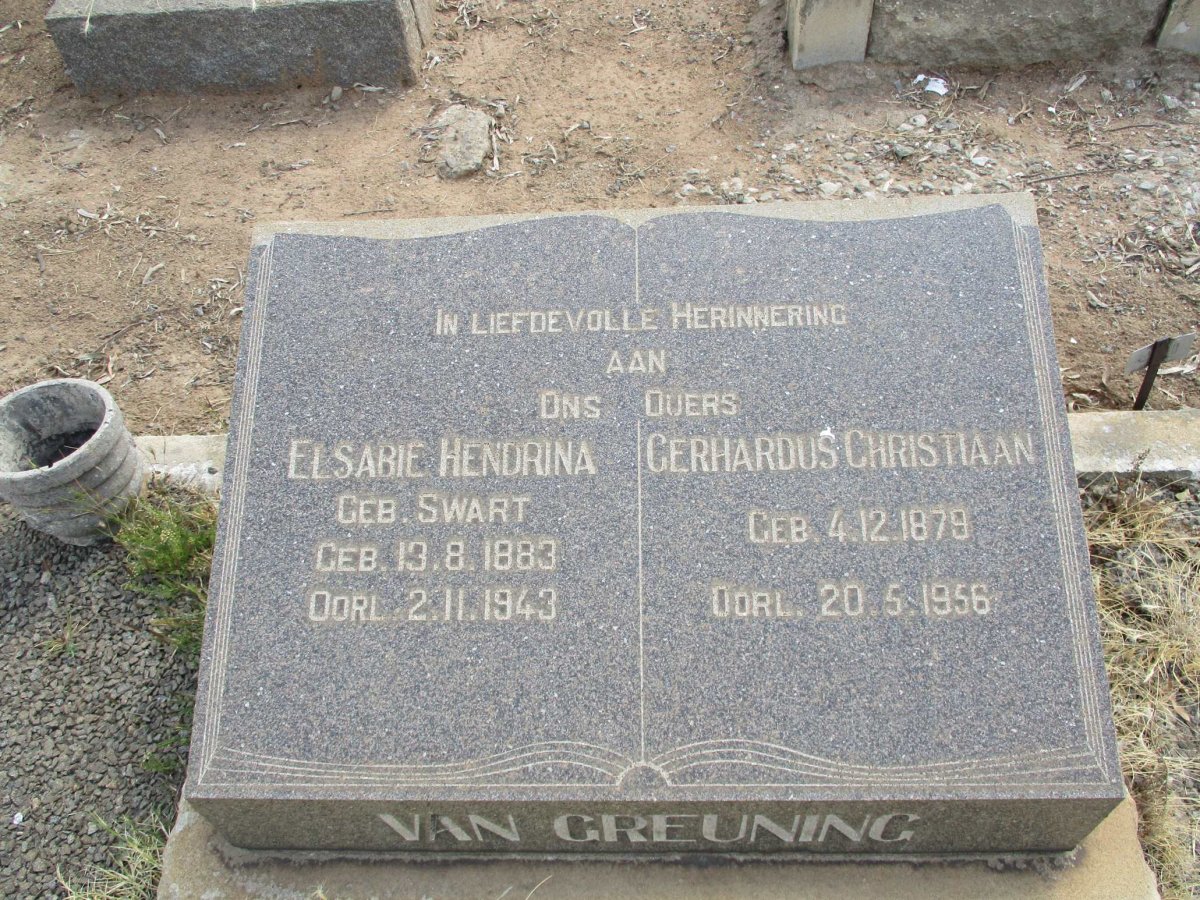 GREUNING Gerhardus Christiaan, van 1879-1956 & Elsabie Hendrina SWART 1883-1943