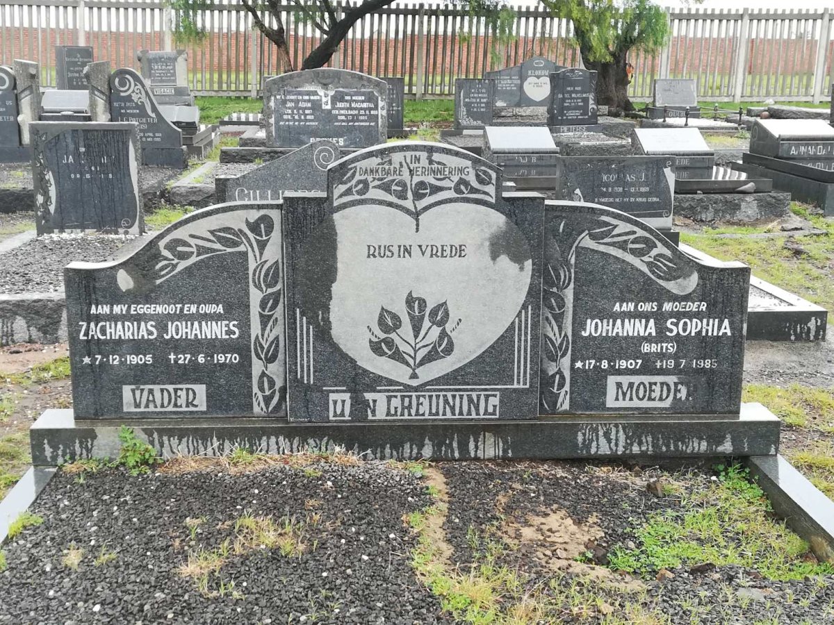 GREUNING Zacharias Johannes, van 1905-1970 & Johanna Sophia 1907-1985