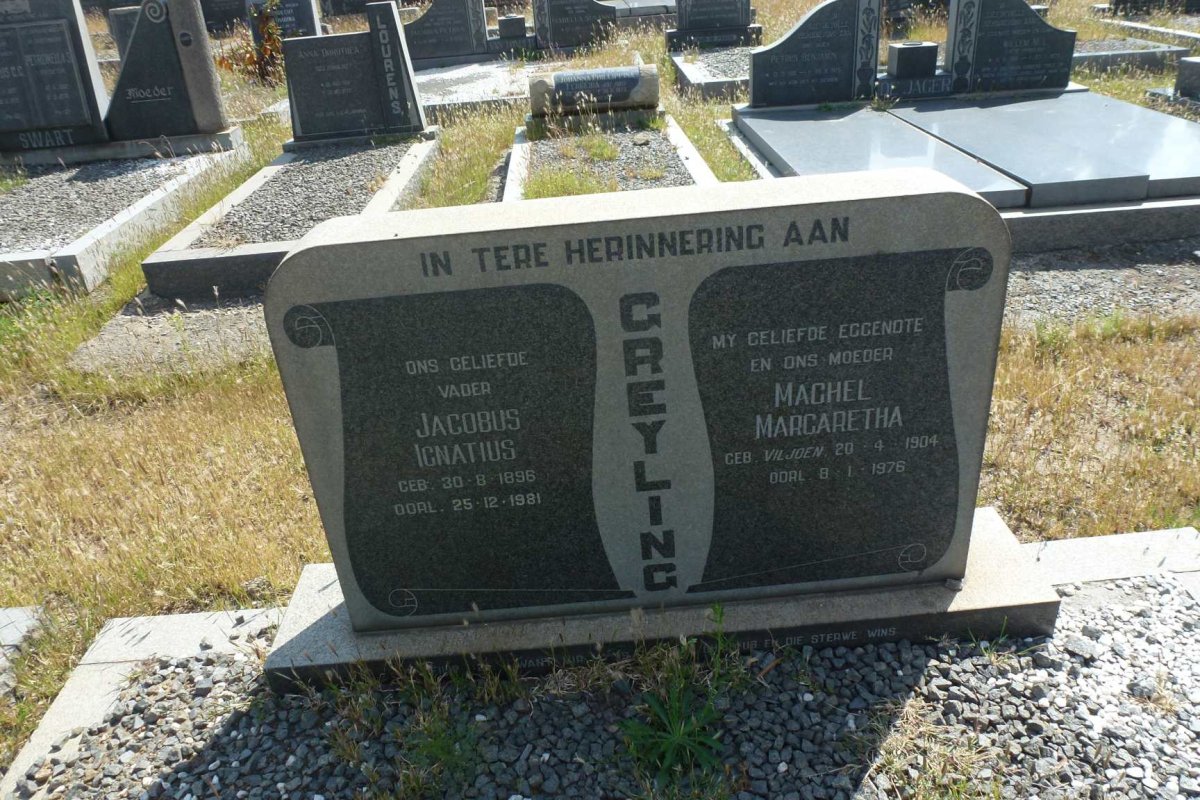 GREYLING Jacobus Ignatius 1896-1981 & Machel Margaretha VILJOEN 1904-1976