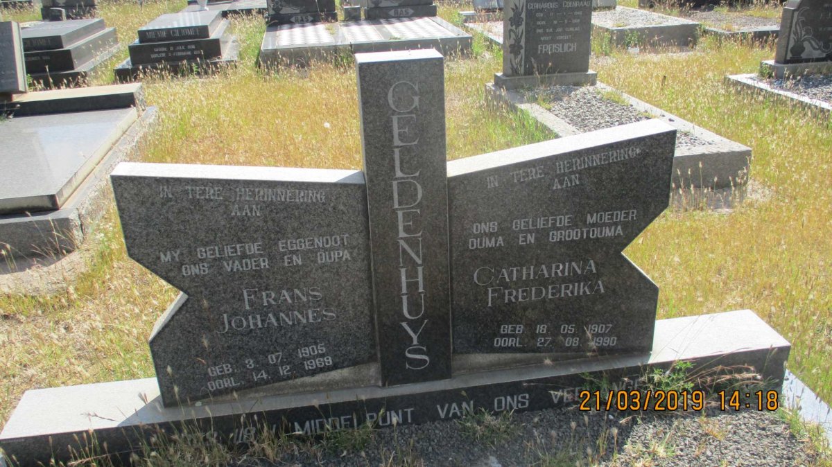 GELDENHUYS Frans Johannes 1905-1969 & Catharina Frederika 1907-1990