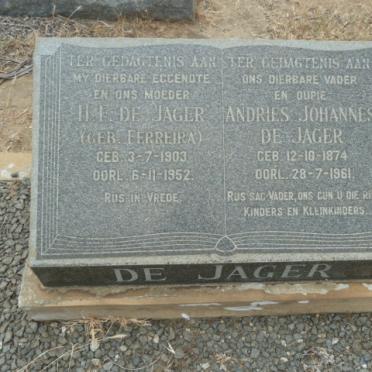 JAGER Andries Johannes, de 1874-1961 &amp; H.F. FERREIRA 1903-1952