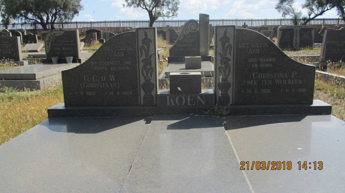 KOEN G.C. d. W. 1900-1984 & Christina P. TER WOLBEEK 1906-1991