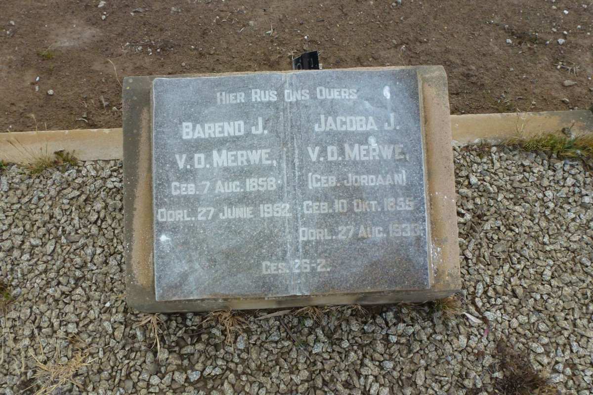 MERWE Barend J., v.d. 1858-1952 & Jacoba J. JORDAAN 1855-1933