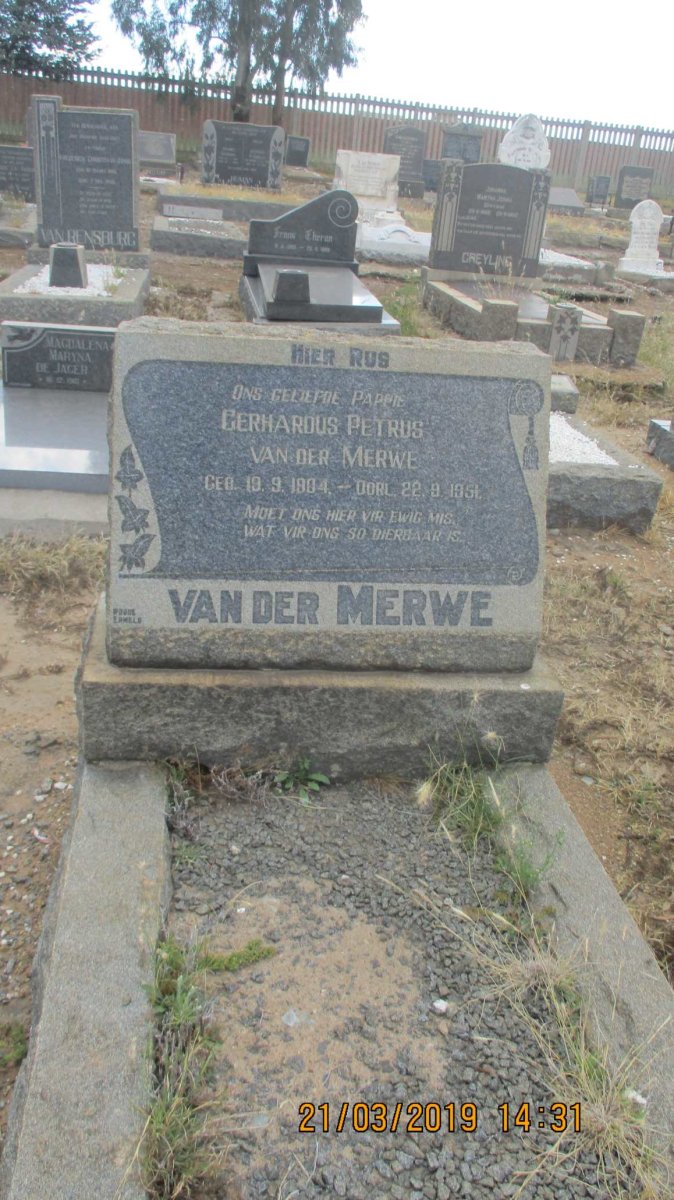 MERWE Gerhardus Petrus, van der 1904-1951