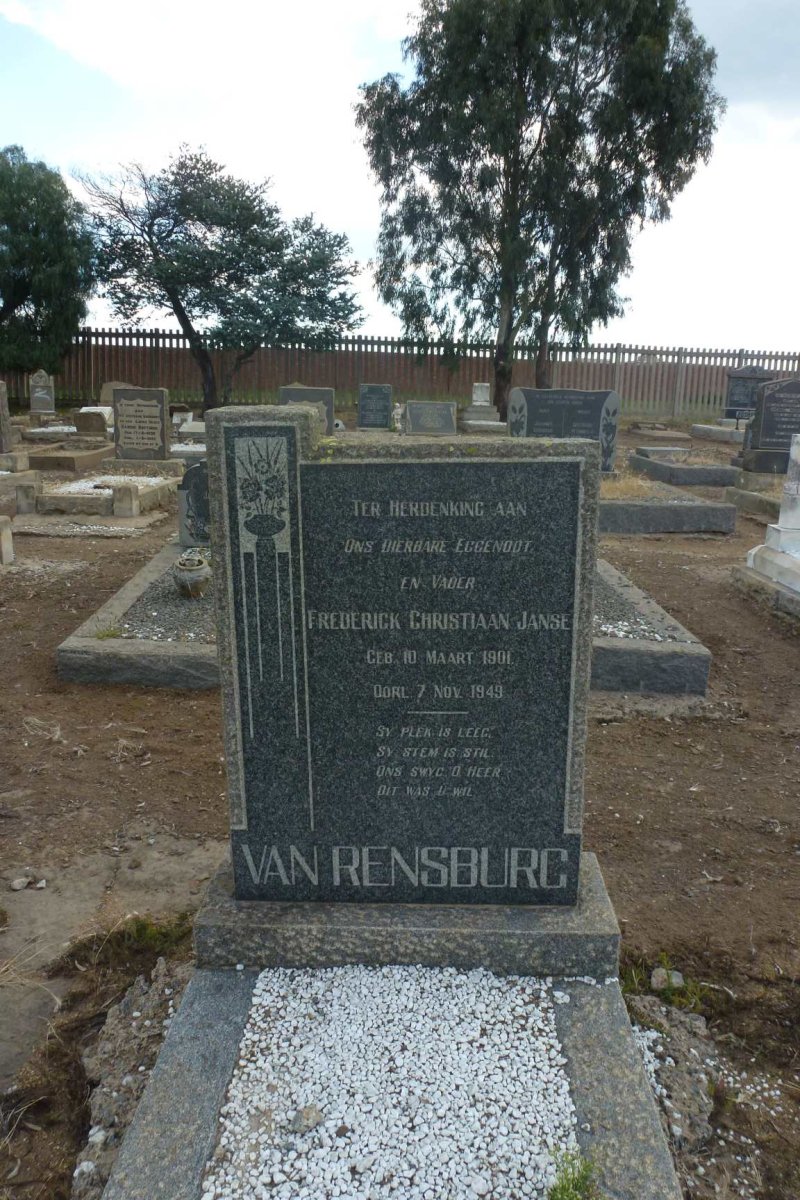 RENSBURG Frederick Christiaan, Janse van 1901-1949
