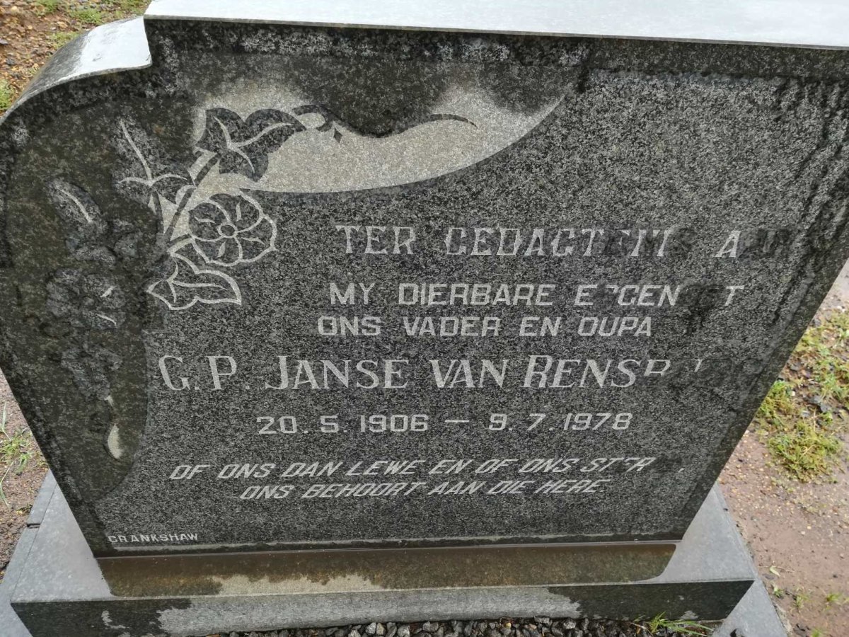 RENSBURG G.P., van 1906-1978
