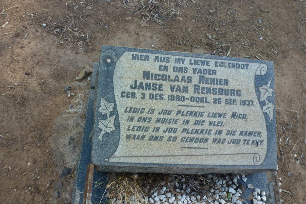 RENSBURG Nicolaas Renier, Janse van 1890-1937