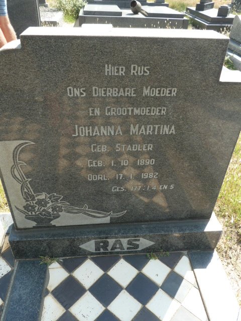 RAS Johanna Martina nee STADLER 1890-1982